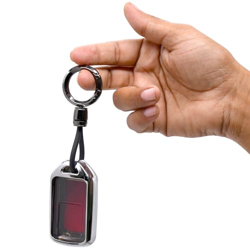 Image of KMH Marble Metal Car Key Cover Compatible with Honda City, Civic, Jazz, Amaze, CR-V, WR-V, BR-V Models 3 Buttons Keycover with Keychain Key Shell Case Holder Protector Accessories (Chrome) Pack of 1