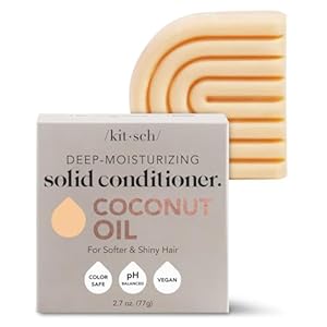 Kitsch Coconut Oil Deep-Moisturizing Hair Conditioner Bar | Made in US | Eco-friendly Daily Conditioner for Dry Hair | Nourishes & Restores Damaged Hair for Less Breakage | Paraben Free, 2.7 oz