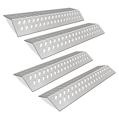 Zemibi Stainless Steel Flame Tamers, 4 PC Grill Heat Plate Gas Replacement for Bull Bbq Grills, Fit for Angus, Brahma, 7-Burner, 4-Burner, 5-Burner Grill Models, Grill Parts Replace for 16631, 16521 Cover
