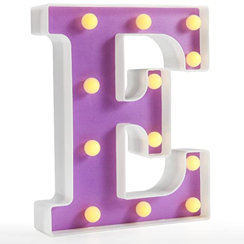 Pooqla Light Up Letters E, Marquee Letters Purple Birthday Decorations