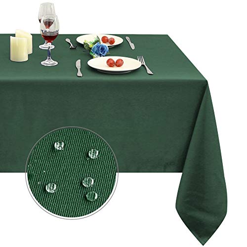 Image of Obstal 210GSM Rectangle Green Table Cloth, Blackish Green,60 x 102 Inch | Christmas Decorations Waterproof Tablecloth, Table Cover Protector for Holiday Party Use