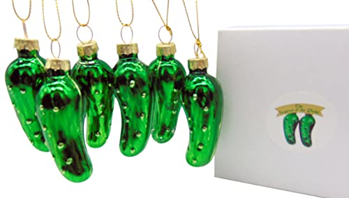 Christmas Pickle Ornament Pack Blown Glass Tree...
