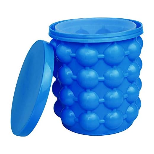 LAO XUE Ice Cube Mold Ice Trays, Large Silicone Ice Bucket, (2 in 1) Ice Cube Maker, Round,Portable,For Frozen Whiskey, Cocktail, Beverages