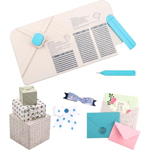 BAOFALI 3-in-1 Punch Board for Envelopes Gift Boxes Bows with Indentation Pen for Creating Custom Envelopes Bows and Gift Boxes Birthday Party of Different Sizes. Card Making and DIY Projects