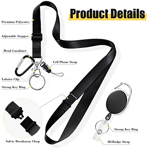 Elv Badge Holder, Id Badge Card Holder Wallet With 5 Card Slots, 1 Rfid Blocking Pocket, Retractable Reel And Neck Lanyard Strap For Offices Id, School Id, Driver Licence #TOP2