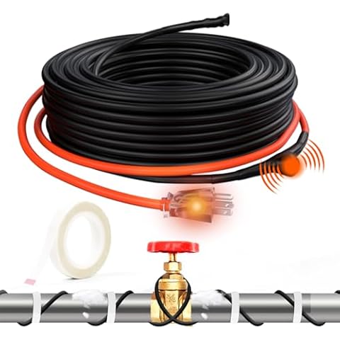 HEATIT JHSF 100ft Self-Regulating Pipe Heating Cable for Pipe Freeze Protection, Automatic with Built-in Thermostat for Metal And Plastic Home Pipes, Energy-Saving Heat Tape for Pipes ETL Listed, 120V Cover