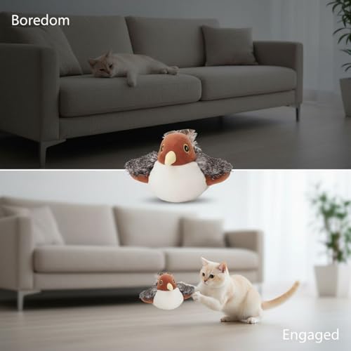 Sensor de movimiento carga USB 3.5 en juguete de pájaro para gatitos 4