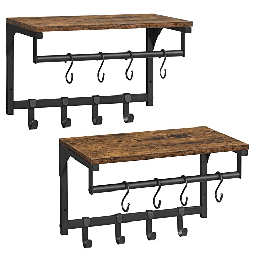 VASAGLE Wandgarderobe 2er Set, Garderobe mit Ablage, Kleiderhaken,...
