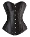Kimring Women's Sexy Slim Burlesque Satin Body Shaper Strapless Plus Size Overwear Corset Black Medium