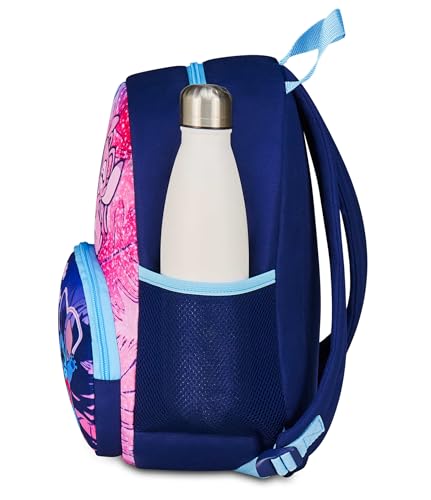 Seven Lilo & Stitch Kindergartenrucksack, Blau, Fronttasche mit Reißverschluss, Tasche für Trinkflasche, Kindergarten und Freizeit, Mädchen, blau, Taglia unica, Casual