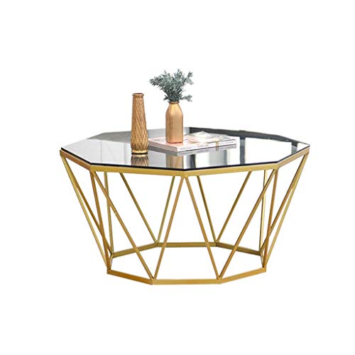 Home Side Table Deskoctagonal Coffee Table Translucent Tempered Glass