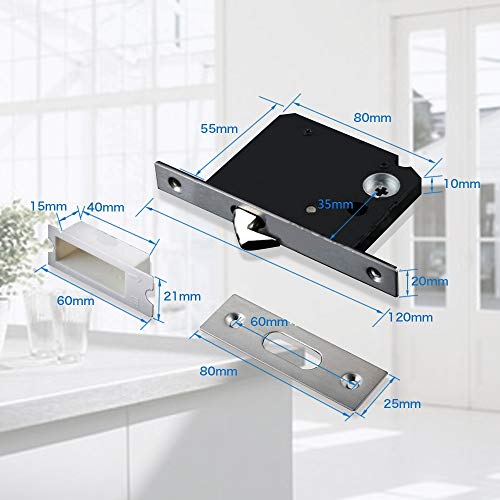 CCJH Privacy Pocket Door Lock Hardware with Key, Pocket Door Lock Handle Invisible Wooden Barn Door Latch, Interior Privacy Furniture Hardware Brushed Nickel Silver 1 Pack - Thumbnail 7