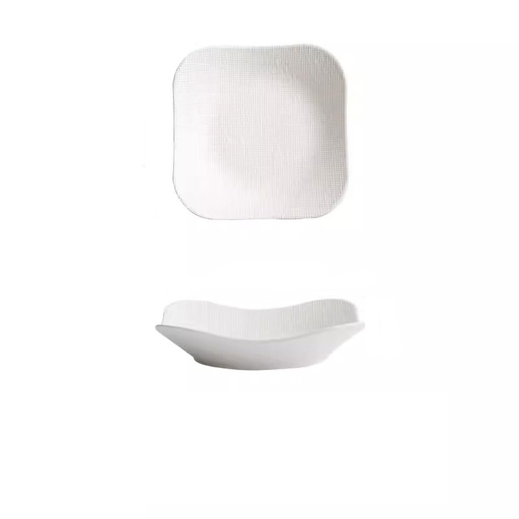 Piatti Da Dessert Piatto fondo quadrato Piatto piano Piatto quadrato bianco Piatto for la casa Piatto quadrato approfondito di bell'aspetto Piatto fondo commerciale Stoviglie Per La Cena(White)