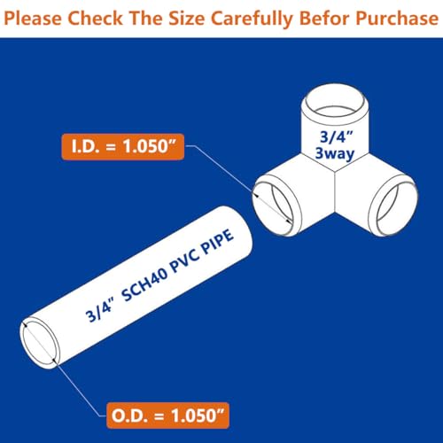 letsFix 3/4\" PVC Fittings 3 Way (10-Pack) Furniture Grade, Elbow Connector, Heavy Duty for DIY Furniture, Frames, UV Resistant - Compatible with 3/4\" Schedule 40 PVC Pipes