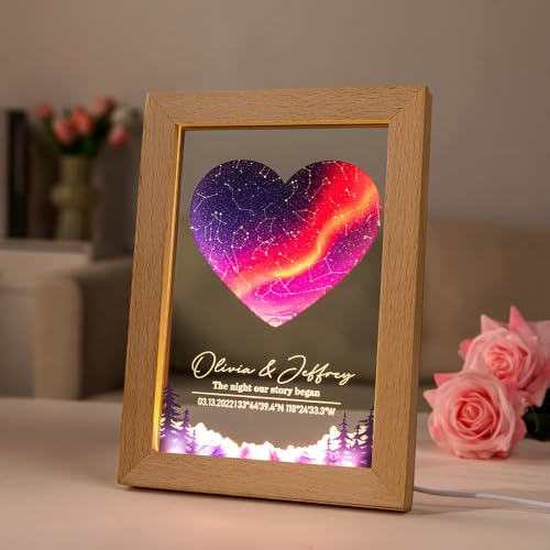 callie Personalized LED Night Light with Stars Map & Couple Name & Date & Location, Customized Romantic Lamp Sign Gifts for Girlfriend Boyfriend