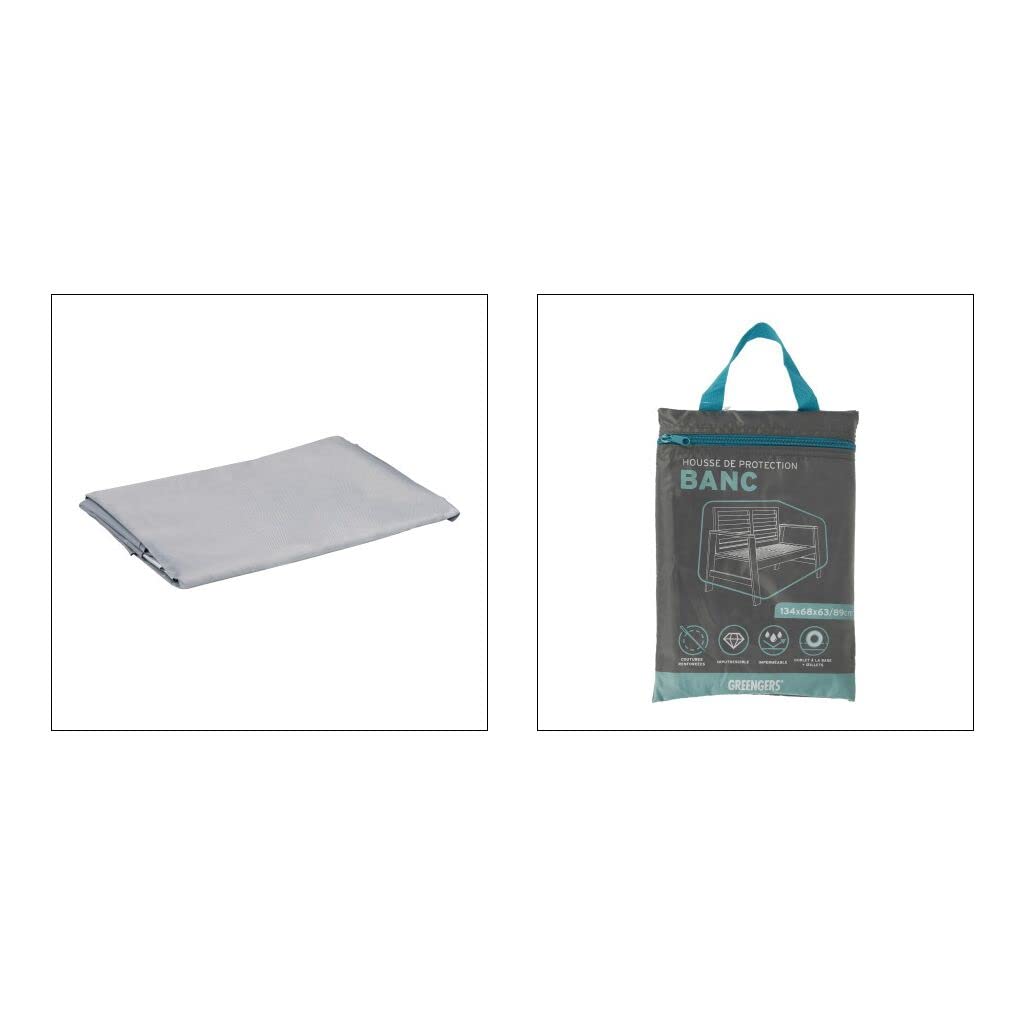 Housse De Banc Jardin GREENGERS - 2 Places, 134x68x63/89cm, Imperméable UV 210D, Gris, Pour Extérieur