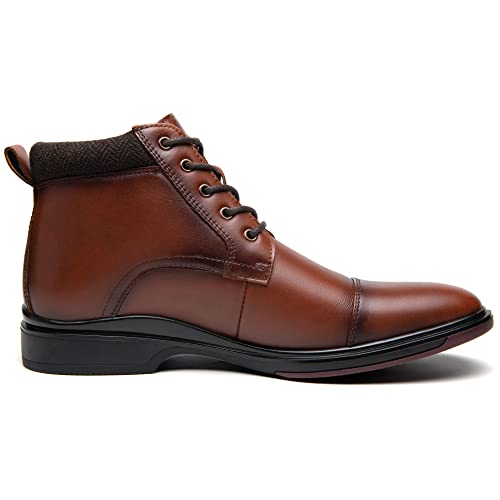 Okko Men's Oxford Dress Boots Fashion Design Brown Leather Ankle Boot For Men Formal Business Work Shoe Size 7 #TOP3