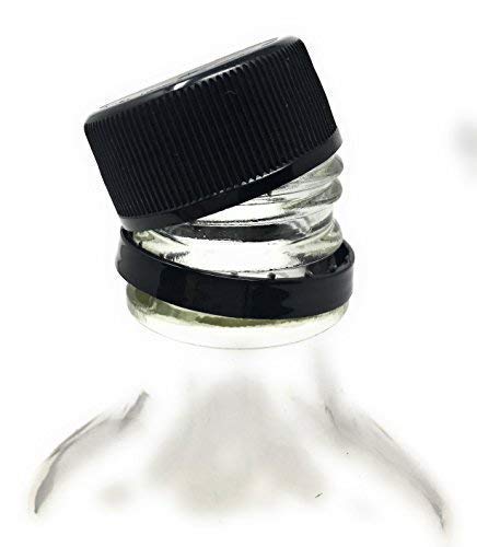 200 Ml (6.6 Oz) Glass Flask Liquor Bottle With Black Caps (12 Pack) #TOP6