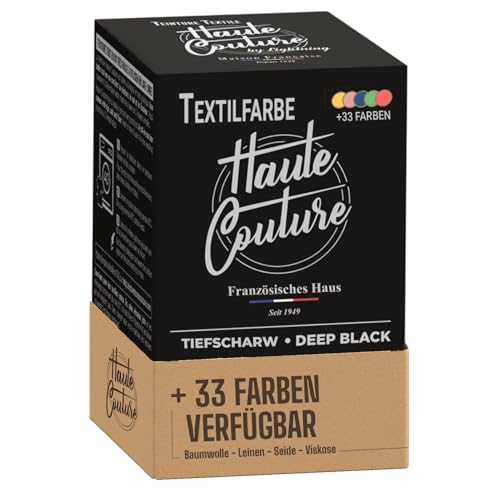 Haute Couture - Schwarz Textilfarbe - TiefsSchwarz - 350g - Alles-in-Einem - Gebrauchsfertig für Kleidung und Stoffe