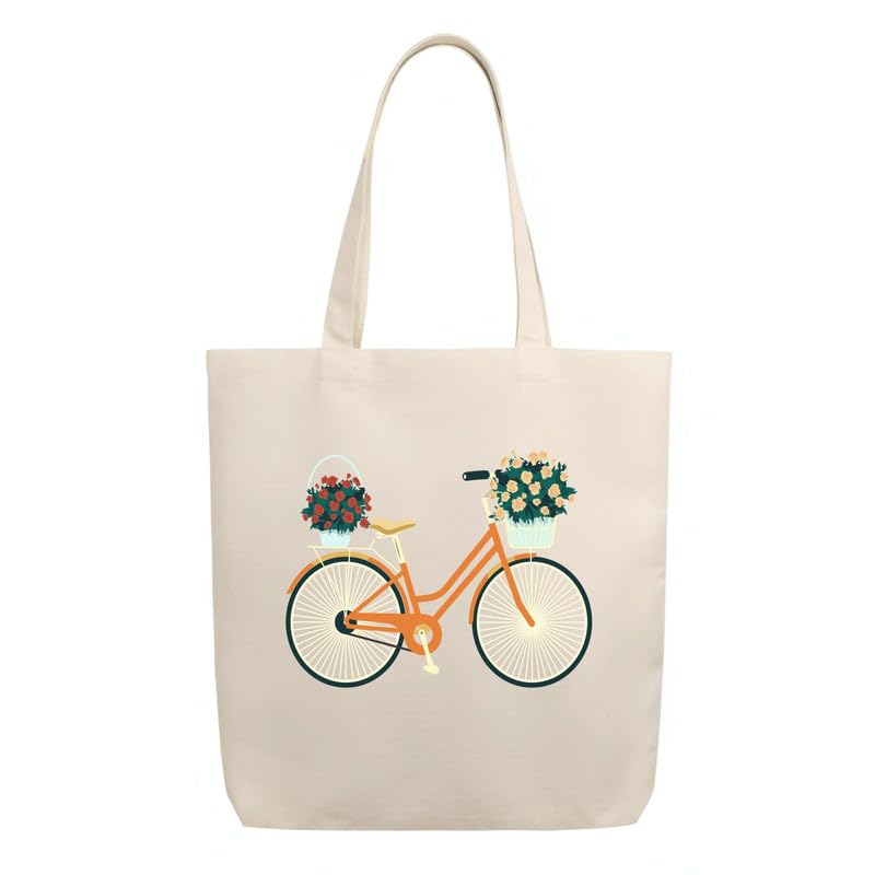 Canvas Printed Black/White Vertical Tote Bag Main Zipper & Open Inner Pocket 300 GSM Cloth Size 16 Height 14 Width 4 Base Inches Multi-Purpose Bag Eco Friendly