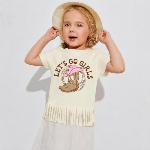 Image of Girls Western Shirt Toddler Tassels Cowgirl T-Shirt Im The Problem Country Concert Shirts Summer Short Sleeve Top