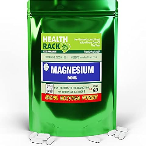 Magnesium Oxide Supplements, 500mg 90 Vegan Tablets Contributes to The Reduction of Tiredness and Fatigue 3 Month Supply Cover