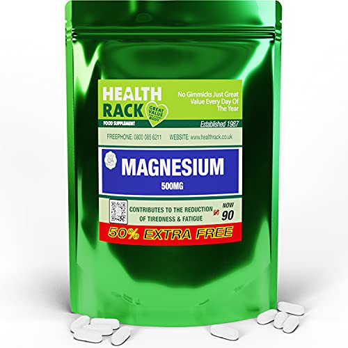 Magnesium Oxide Supplements, 500mg 90 Vegan Tablets Contributes to The Reduction of Tiredness and Fatigue 3 Month Supply