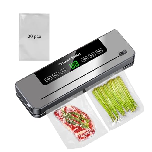 Vacuum Sealer Machine JOZUTTOW 5 in 1 Food Vacuum Sealer Machine with Build-in Cutter Automatic Air Sealing System Smart Touchscreen for Food Storage Dry and Moist Food Modes with 30Pcs Seal Bags Kit