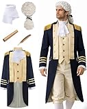 Cilxdr Founding Father Costume for Men Colonial Costume Outfit Revolutionary War General Uniform for Halloween DressUp 3XL