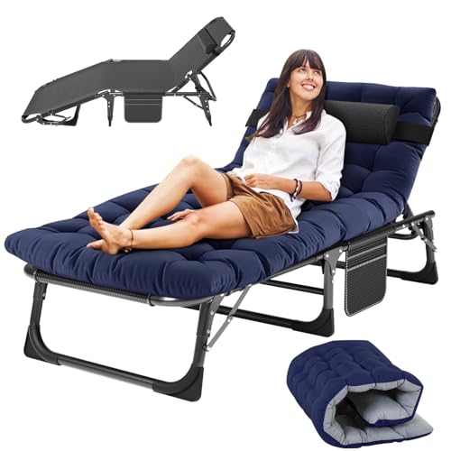 Slsy Sleeping Cots for Adults, 5-Position Folding Chaise Lounge Chairs