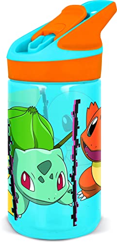 Botella de agua Pokemon infantil de tritan reutilizable de 480 ml para colegio 3