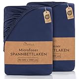 NatureMark Mikrofaser SPANNBETTLAKEN 2er Pack zum Sparpreis! viele Größen und Farben Markenware (Bettlaken 90 x 200 cm - 100 x 200 cm - Navy blau)