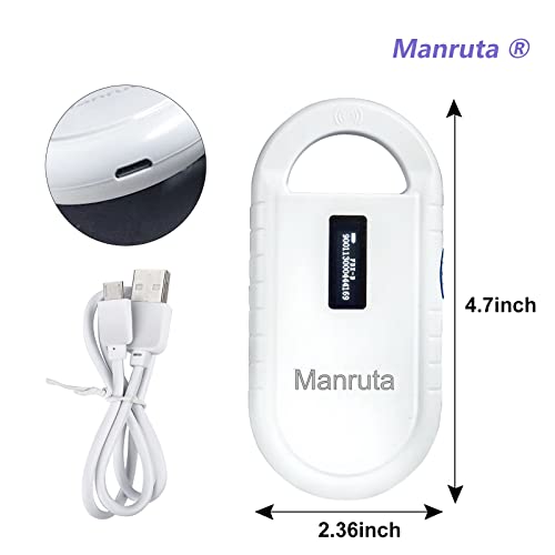 Manruta Pet Id Microchip Scanner,134.2Khz Iso Microchip Reader Support Fdx-B Iso 11784/11785 Standard Microchip With 10 Or 15 Digit Id Numbers Do Not Read 9 Id Number #TOP5