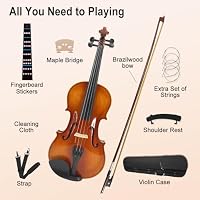 Vetimobato Handmade 4/4 Full Size Violin Set - Flame Back Maple Neck Solid Wood Fittings Complete Kit with Case Bow Shoulder Rest Strings for Beginners to Intermediate Players (4/4) — image 3