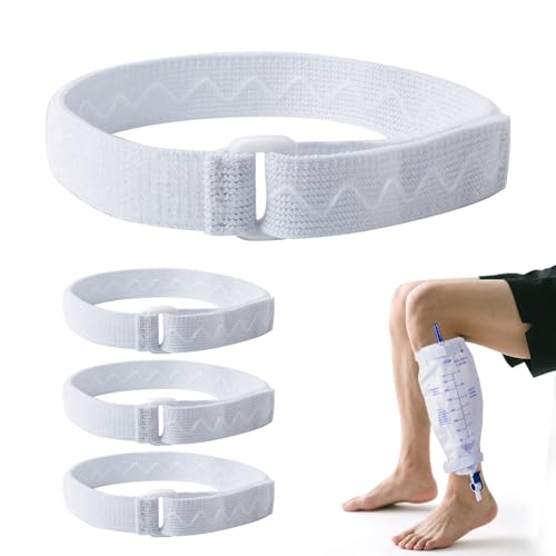 AurMirai Anti-Slip Catheter Leg Bag Strap, 16 in / 40 cm | Silicone Grip, Adjustable Hook-and-Loop | Calf Placement for Foley Urinary Drainage Bags | Reusable, Washable