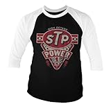 STP Officially Licensed Power Baseball 3/4 Sleeve T-Shirt (White-Black), Large