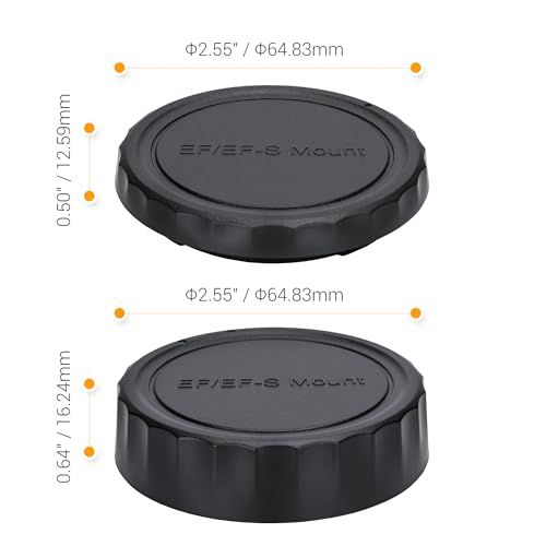 Image of JJC 2-Pack EF Mount Body Cap Rear Lens Cover for Canon T6 T7 T5 90D 80D 5D | for Canon Rebel T4i T5i T6i T6s T7i T8i XTi XSi SL3 SL2 70D 77D 60D 5D Mark II III IV 6D 7D & More EF Mount Camera and Lens