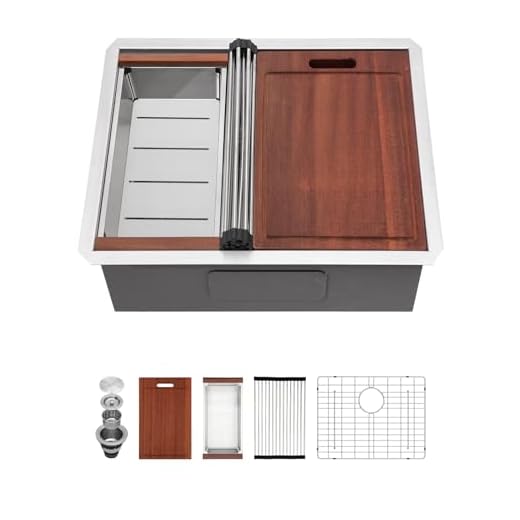 Bar Sink Undermount - Sarlai 23 Inch Kitchen Sink Ledge Workstation Single Bowl 16 Gauge Stainless Steel RV Sink Bar Prep Sink Basin Kitchen Sink