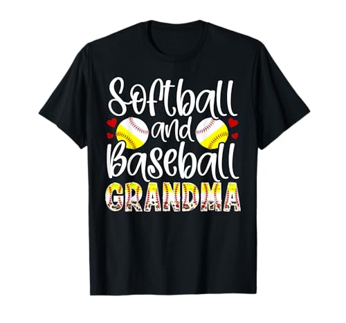 Softball Baseball Grandma Leopard Baseball Softball Grandma T-Shirt