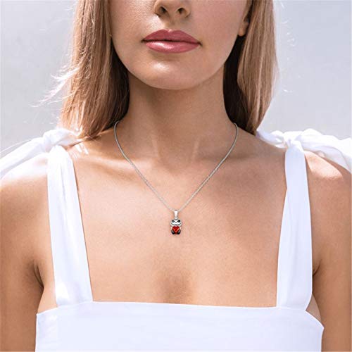 Image of Jeulia Hug Me Love Confession Skull Heart Cut Sterling Silver Necklace for Women Wife Girlfriend Engagement Wedding Anniversary or Birthday Christmas With Jewelry Box
