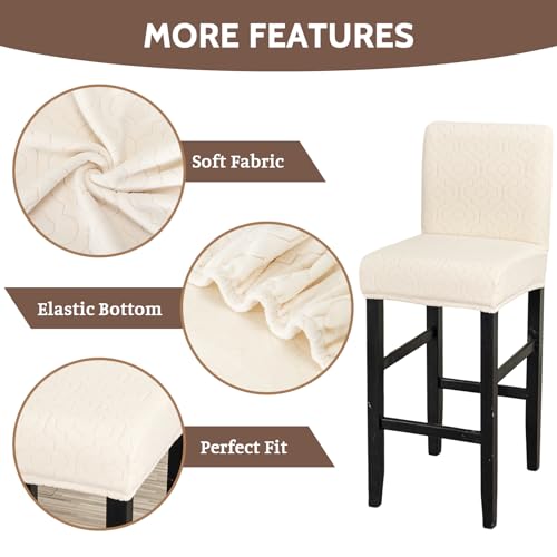 Image of FUANGUI Bar Stool Covers Set of 4, Stretch Bar Stool Seat Covers | Washable Removable Bar Chair Covers with Backs Slipcovers, Bar Chair Covers Square for Kitchen Dining Room Cafe