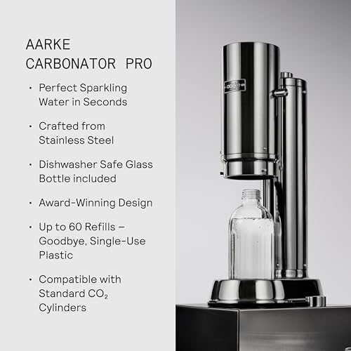 Aarke Carbonator Pro, Sparkling & Carbonation Water Machine, Stainless Steel with Glass Reusable Bottle Volume 800 mL/27 fl oz (Stainless Steel) - Thumbnail 7