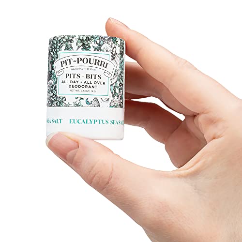 Pit~Pourri Mini Pits + Bits All Day All Over Deodorant, Eucalyptus Sea Salt, Natural + Clean Sensitive Skin Safe, Travel Size (0.5 Oz), (De9028) #TOP1