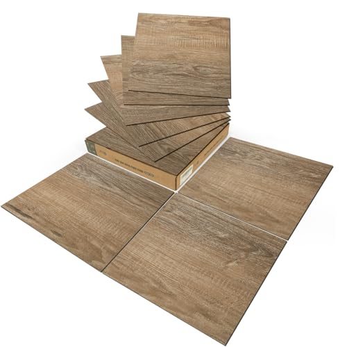 Image of Art3d 10-Pack Peel and Stick Vinyl Floor Tiles (10 Sq.Ft), Light Brown Ash