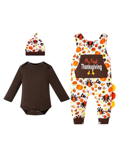 Image of bakjuno Baby Boy My First Halloween Outfit Pumpkin Long Sleeve Pants Set