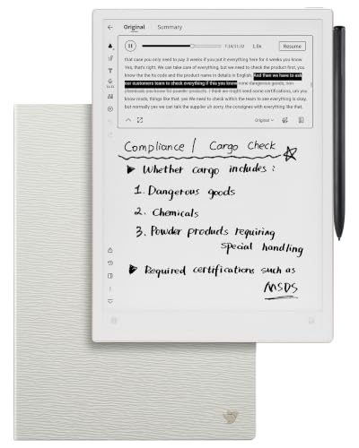 iflytek AINOTE 2 Bundle with Grey Sandy Folio Case, 10.65" E-Ink Tablet, AI Note Taking Digital Notebook for Meeting, Voice-to-Text, 18-Language Transcription, Handwritten-to-Text, Ultra-Thin 4.2mm.