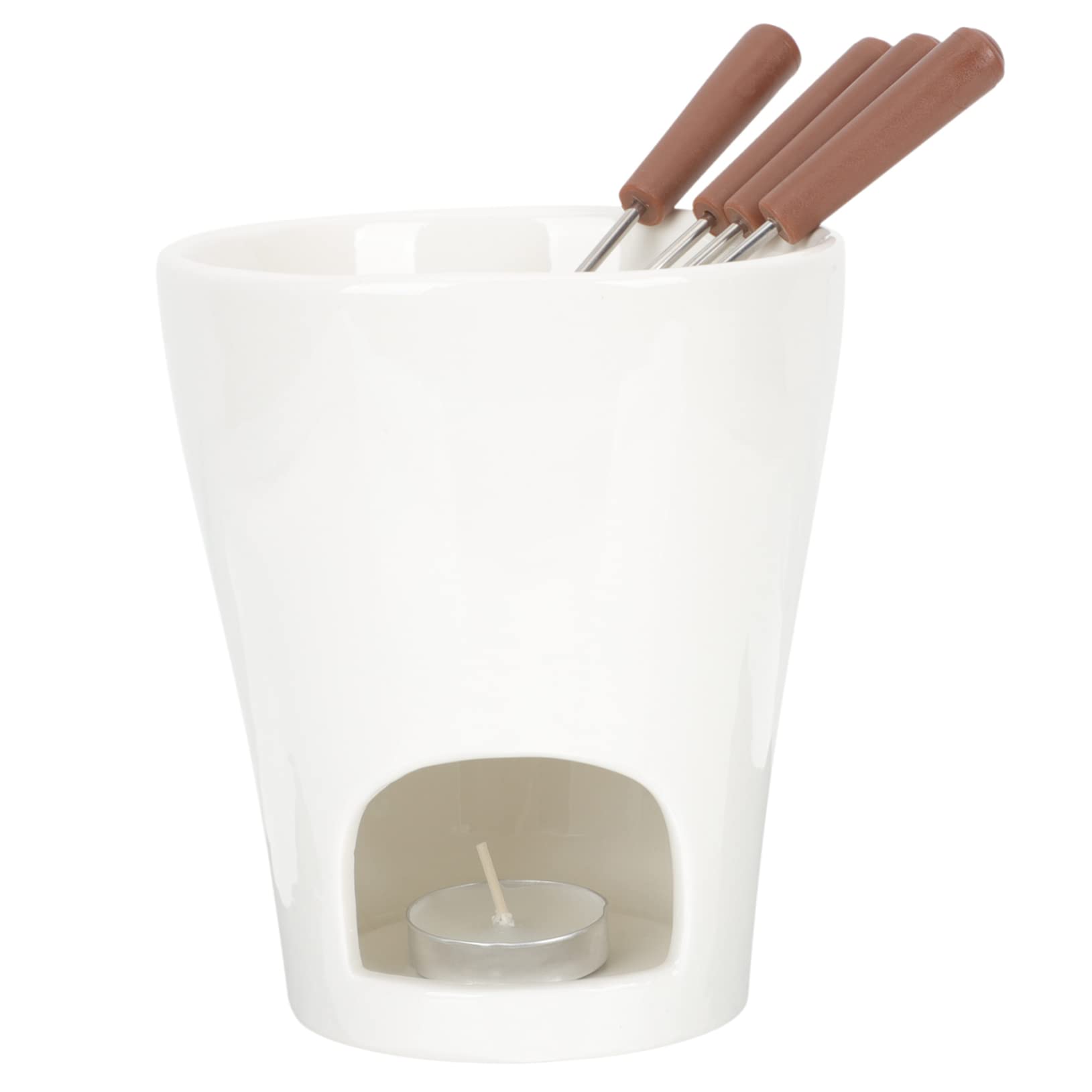 PRETYZOOM 1set Ceramic Melting Pot and Cheese Warmer Forks Detachable Design for Easy Use for Fondue Parties and Romantic Dinners