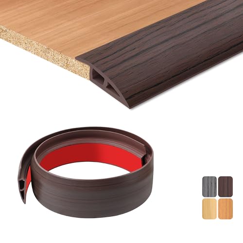 TECDW 100x7cm Perfil De TransicióN Para Suelo Autoadhesivo,Tapajuntas Suelo Adhesivo Flexible,Pvc Perfil De TransicióN Autoadhesivo Para Puertas, Baldosas Y Alfombras(Nogal Negro)