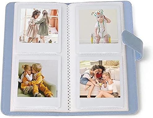 Mini Photo Album for Fujifilm Instax Square SQ6, 80 Pockets Premium PU Leather Film Wallet for Instax Square SQ1/SQ10/SQ20/SQ6 Instax Camera and SHARE SP-3 Polaroid Printer-Blue