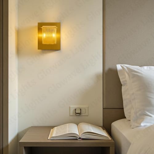 Image of Glowave Golden Acrylic Light Wall Lamp Lighting Sconce for Living Room Bedroom Bedside - Tricolour (White, Warm White, Natural White) (B9867 /1 A)